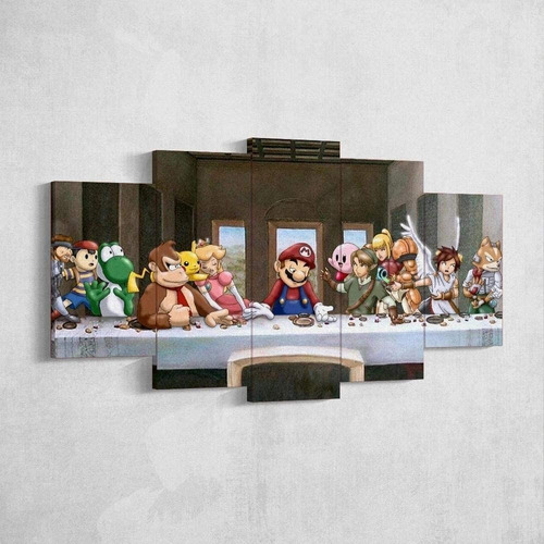 5 Cuadros Decorativos Ultimia Cena Mario Bros Personajes Art