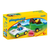Playmobil 123 Auto Con Tráiler Y Caballo 70181