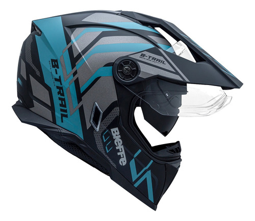 Capacete Masculino Bieffe B-trail Defender Azul Moto Pala