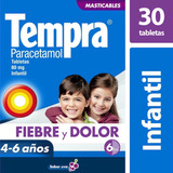 Tabletas Masticables Tempra Paracetamol Infantil Sabor Uva 
