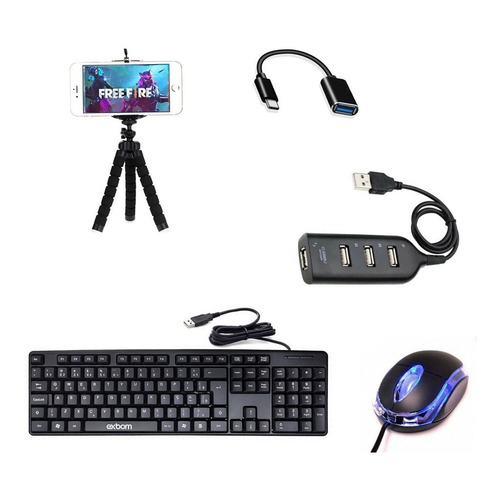 Kit Conversor Free Fire Gamer Mobile Celular Teclado Mouse