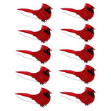 10pcs Aves Cardenales Artificiales De Navidad