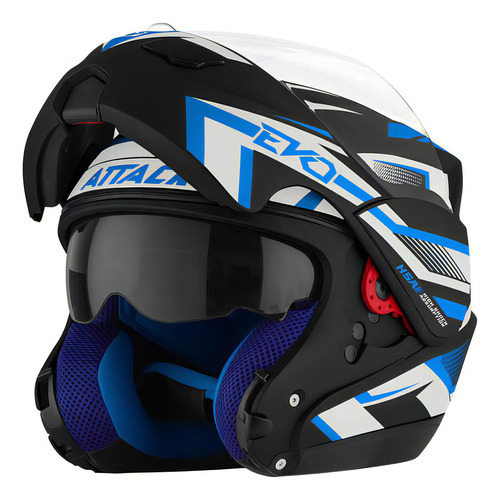 Capacete De Moto Robocop Protork Attack Evo Fosco Cor Preto-azul Tamanho Do Capacete 56