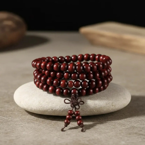 Pulsera Budista 108 Cuentas 8mm Madera Japa Mala Tibetano