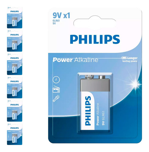 7 Baterias Alcalinas 9v Philips 7 Cart