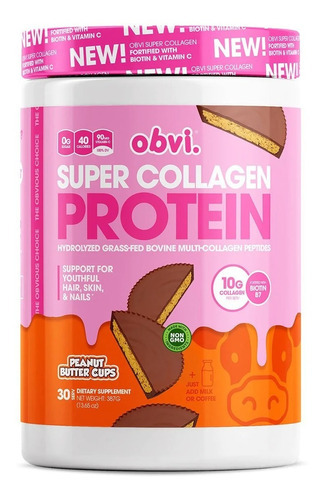 Super Collagen Protein 387 Grs - Obvi Sabor Peanut Butter