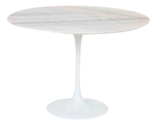 Mesa De Jantar Saarinen Redonda 90 Cm Mármore Branco Extra