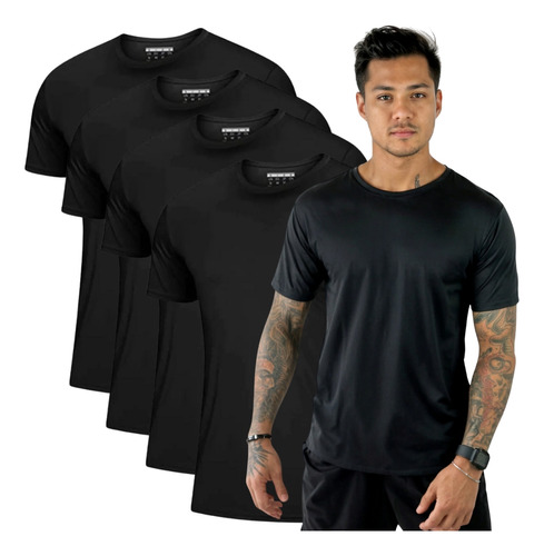 Kit 4 Camiseta Masculina Dry Fit Leve Premium Academia Fit