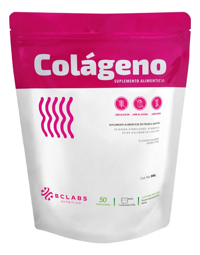 Suplemento En Polvo Bc Labs  Colageno Colageno Hidrolizado + Acido Hialuronico Colágeno Hidrolizado Sabor Ninguno En Bolsa De 500g 50 Un