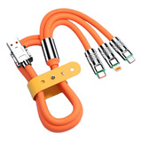 Cable Cargador Triple 3 En 1 Múltiple Usb Turbo Line 100w Color Fluor