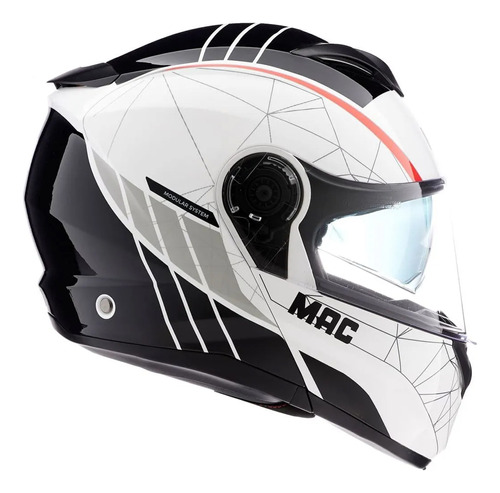 Casco Rebatible Doble Visor Mac Ff908 Rock Road Blanco Negro