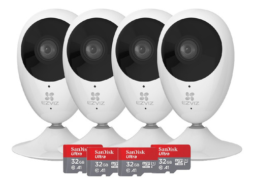 Kit X4 Camara Seguridad Wifi 1080p Ezviz + 4 Memorias 32gb