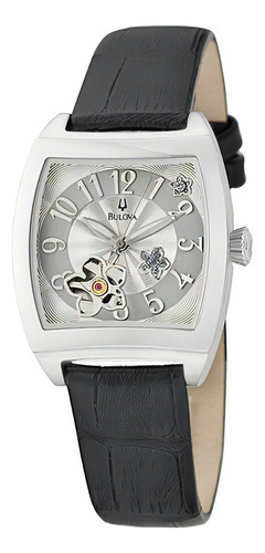 Reloj Bulova Mujer Automatico Clasico 96p118 Color De La Malla Plateado Color Del Bisel Negro Color Del Fondo Plateado