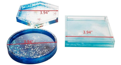 Juego 3 Moldes Silicona Resina Epoxica Portavasos Set