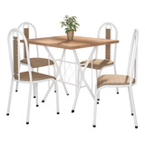 Conjunto Mesa De Jantar Bruna 91x Com 4 Cadeiras - Dominic D