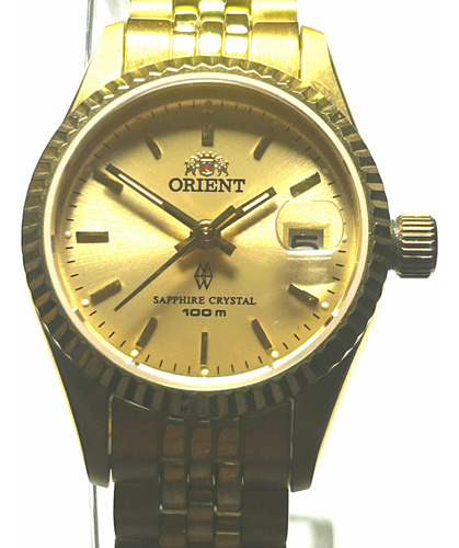 Reloj Orient Quartz De Dama Dorado Con Cristal De Zafiro