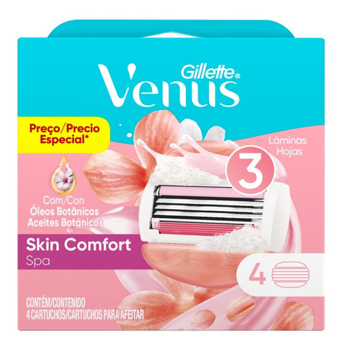 Refil Lâminas Skin Comfort Spa 4 Unidades Gillette Venus