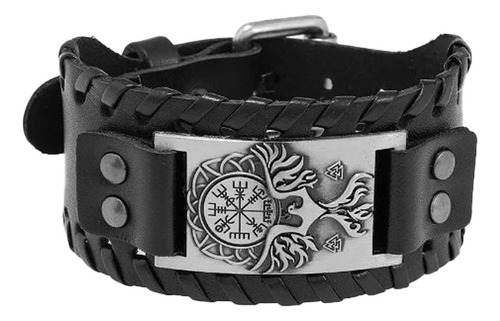 Pulseras Cuero Hombre Mujer Amuleto Brujula Nórdica Talismán Color Ave-fenix Largo 27 Cm