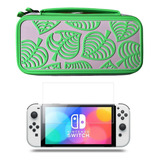 Estuche Nintendo Switch Oled Animal Crossing + Vidrio Oled