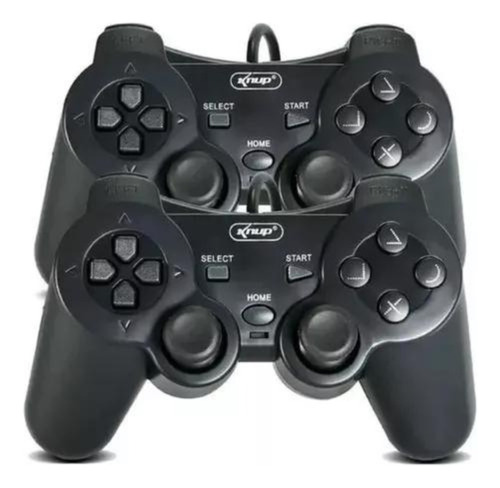 Kit 2 Controle Compatível Playstation 2 Com Fio Dualshock