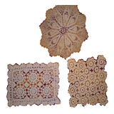 Centros De Mesa/carpetas Antiguas Crochet Lote X3 Excelentes