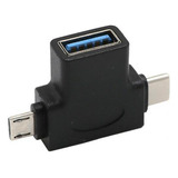 3 Adaptador Otg Usb 3.1 Type-c + Micro Usb Convertidor A Usb