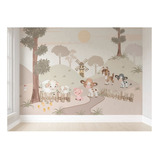 Papel De Parede Fazendinha Animais Quarto Bebê 9m² Vr464