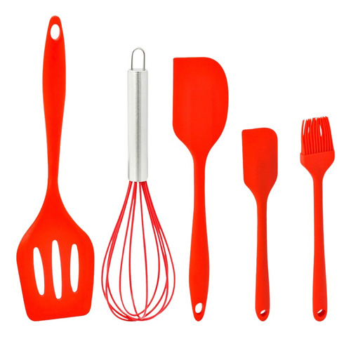 Kit De Cozinha Utensílios Silicone Espátulas Fuê Pincel 5pçs