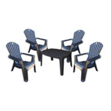 Oferta Juego De 4 Sillones Gran California Negros + 1 Mesa R