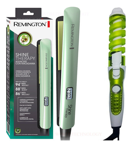 Plancha Remington Aguacate Macadamia + Rizador Para Cabello