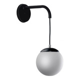 Aplique Mensula Y Globo Opal Negro Apto Led E-27 Colgante 