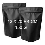 100 Bolsas De Pie Hermética Zipper Negro Mate 150 G