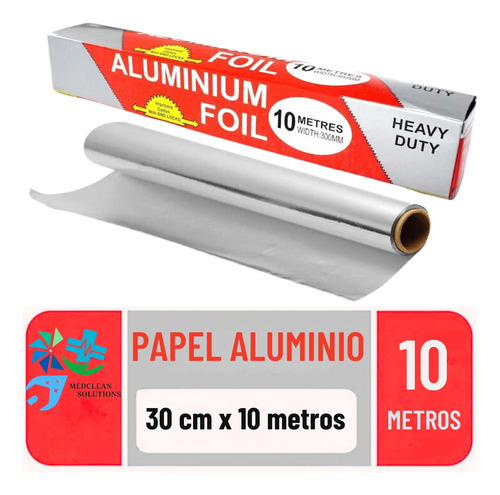 Papel Aluminio Para Cocina Hornear Hogar Alusa Foil 30cmx10m