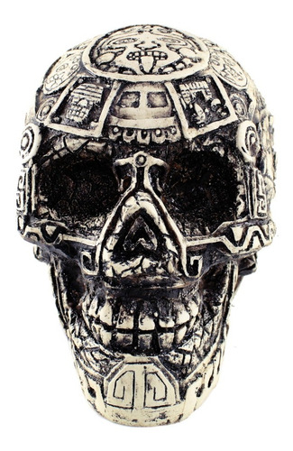 Cráneo Decorativo Azteca De Resina Adorno Calavera Artesanía
