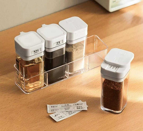 Especiero Aceitero Organizador Condimentos Con Base Color Blanco