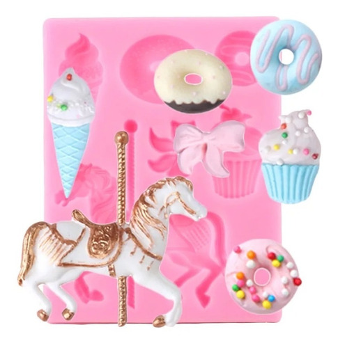 Molde De Silicona Fondant Candy Sugar Donuts Caballo Helado