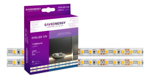 Fita Led 12v 12w/m Ip20 3000k Quente - Save Energy