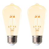 Kit 02 Lâmpadas Led Filamento Retro St64 8w Bivolt E27 Easy