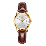 Olevs Reloj De Mujer Dama Original Leather Cuarzo Moda 6898