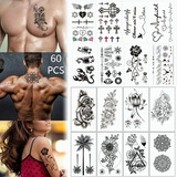 60 Pcs Tatuaje Tatto Temporal Pegatinas Unisexo Desechable