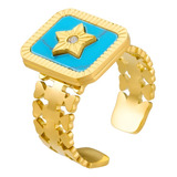 Anillo De Estrella Ajustable Para Mujer Chapado En Oro 18k 