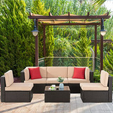 Juego De Muebles De Patio Rattan Pe 6 Piezas.