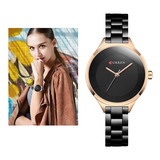 Curren Reloj Mujer Elegante Correa Metal Minimalista Negro