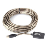 Prolongador De 10mts Usb Am-af 2.0 Mallado Interno Amitosai Color Gris Cobre