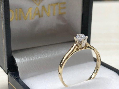 Anillo Compromiso Oro 14k Piedra Swarovski  