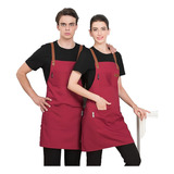 Delantal Cocina Tela Bolsillos Antifluido Ajustable Unisex