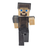 Figura Juguete Steve Armadura Negra Obsidiana Minecraft