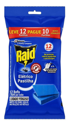 Refil Repelente Elétrico Raid Pastilha 12 Unidades