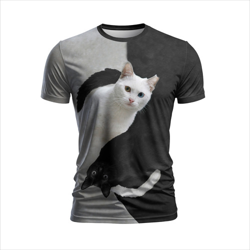 Remera Gato Negro Y Gato Blanco Símbolo Del Yin Y Del Yang