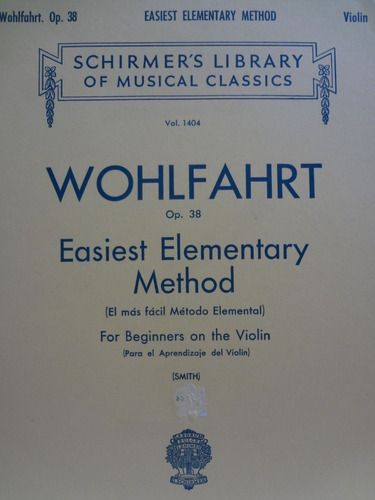 Partitura Violino Easiest Elementary Method Wohlfahrt Op 38